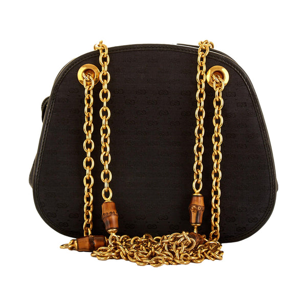 Gucci Black Monogram Bamboo Chain Bag
