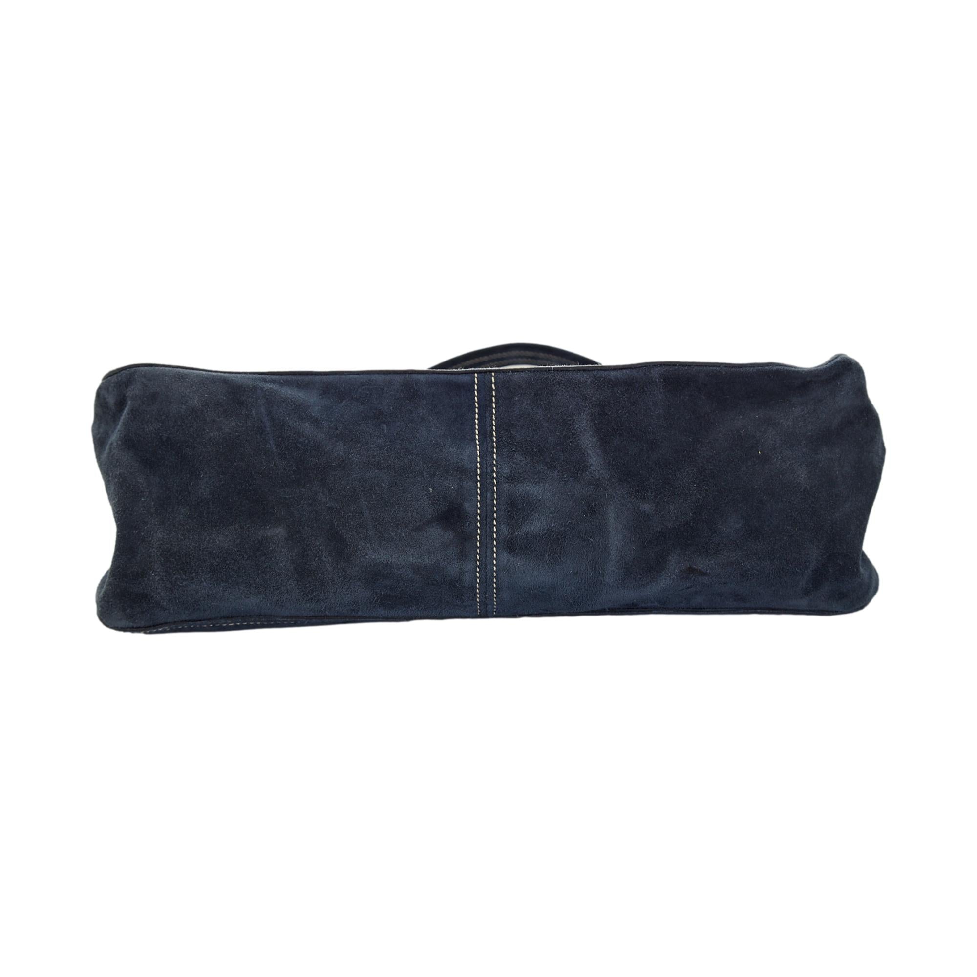 Prada Navy Suede Shoulder Bag