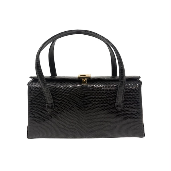 Gucci Black Snakeskin Top Handle Bag