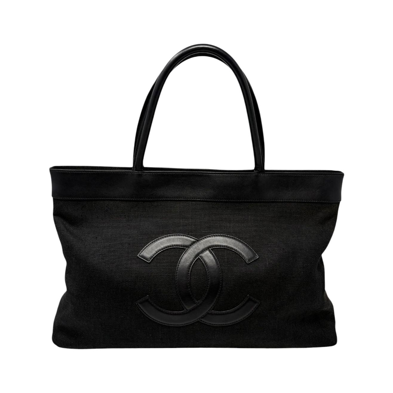 Chanel Black Canvas/Leather Shoulder Tote