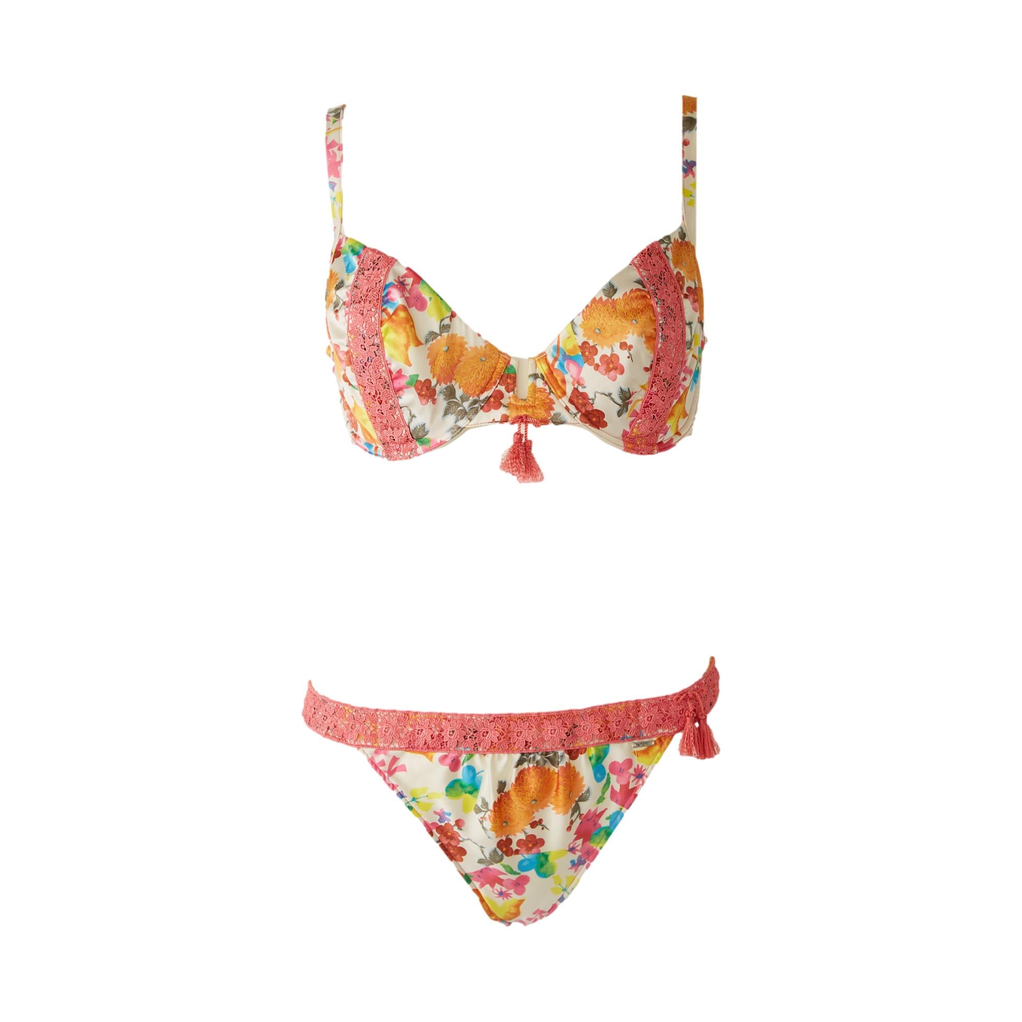 Dior Pink + Floral Silk Lingerie Set