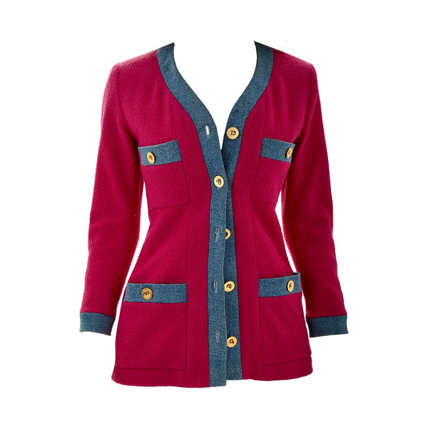 Chanel Multi Pink Denim Trim Jacket