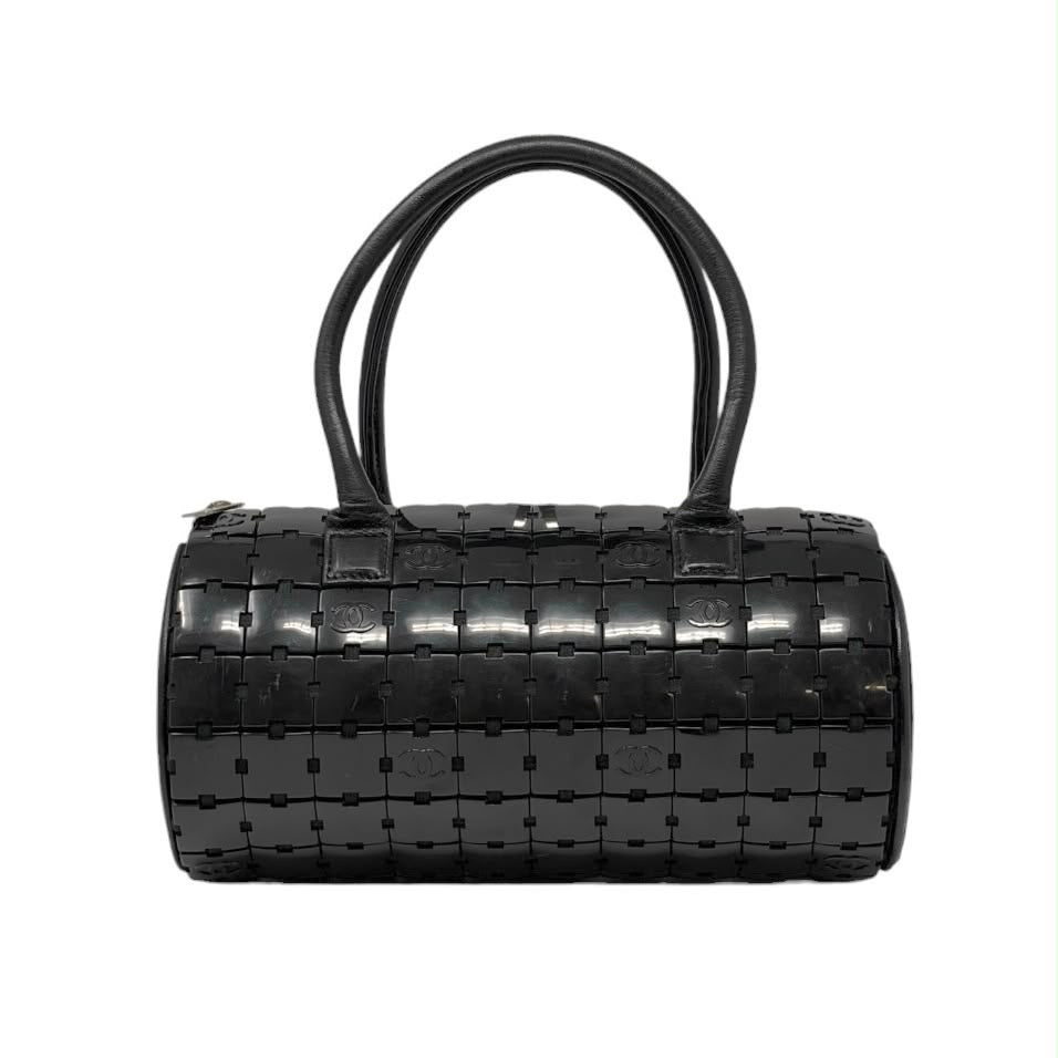 Chanel Black Logo Cylinder Puzzle Bag
