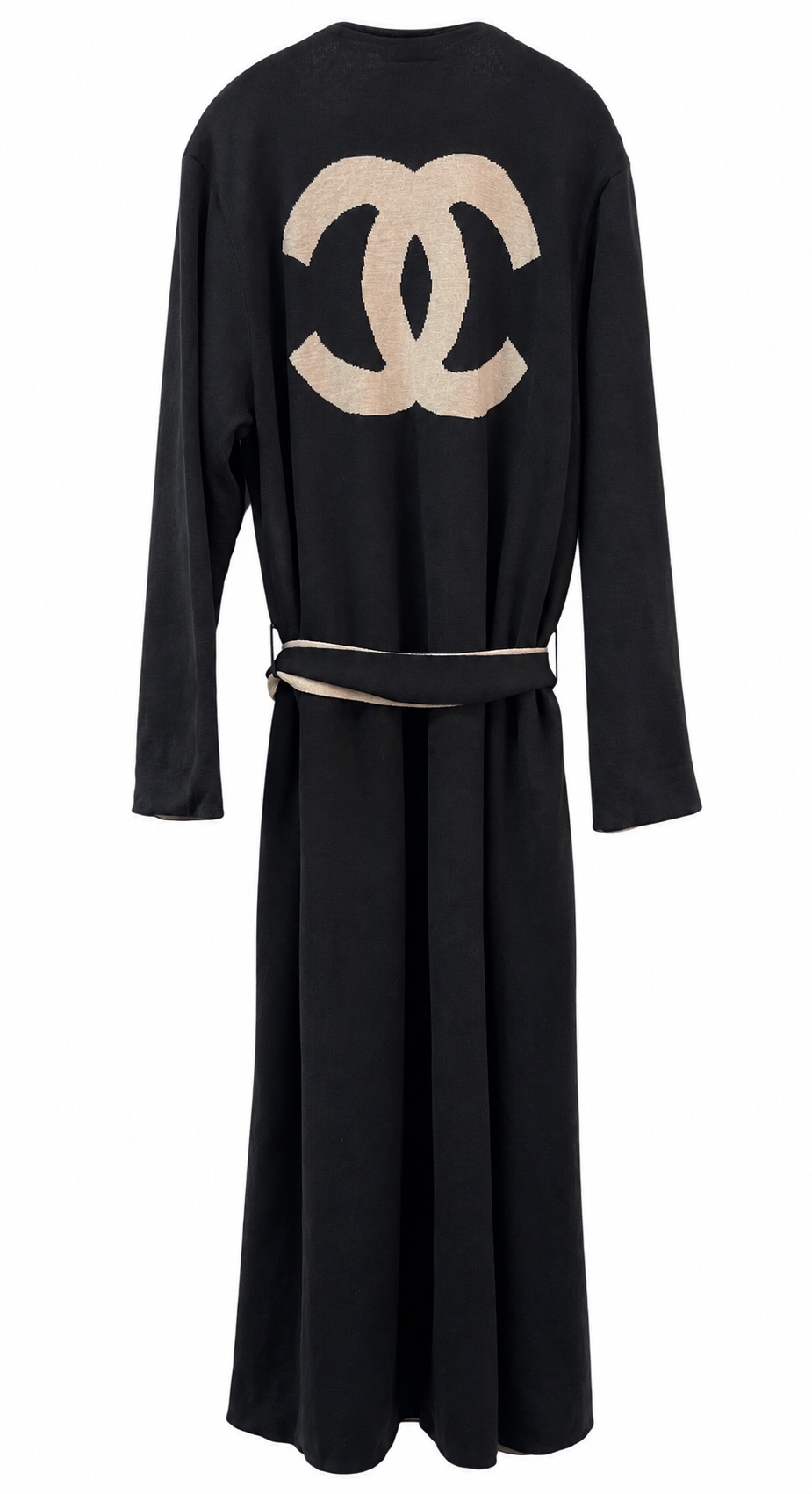 Chanel Logo Open Front Tie Cardigan