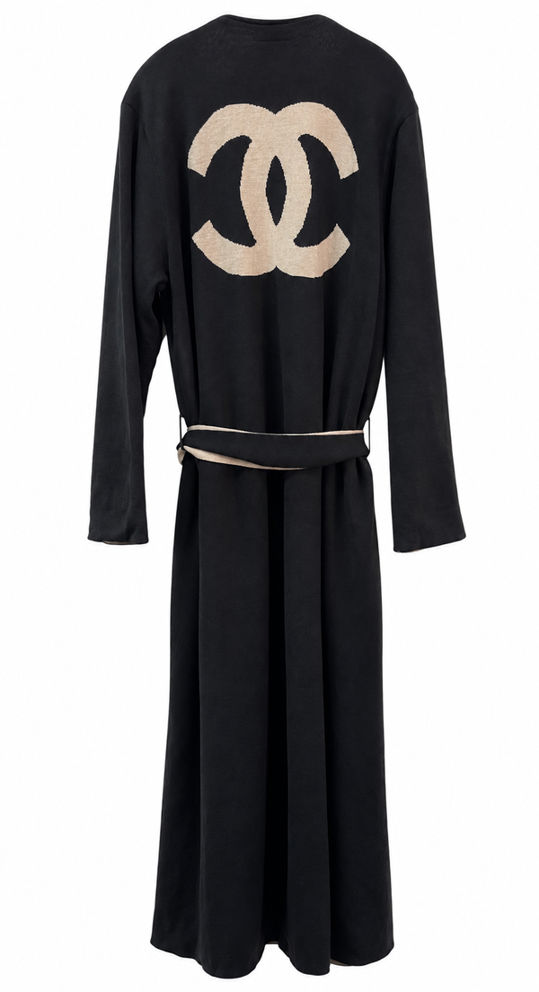Chanel Logo Open Front Tie Cardigan
