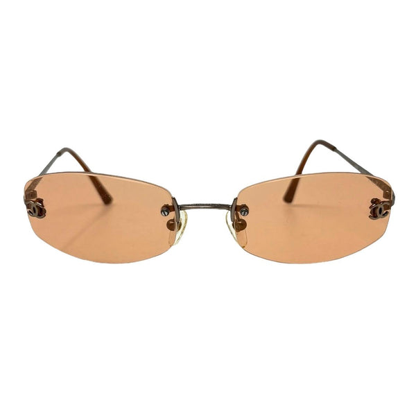 Chanel Amber Logo Rimless Micro Sunglasses