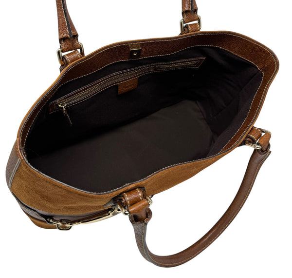 Gucci Brown Suede Horse bit Tote