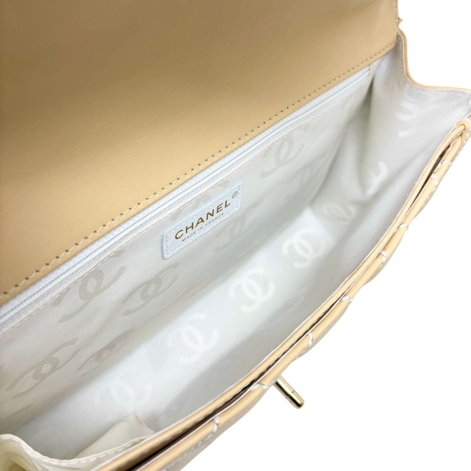 Chanel Beige Quilted Top Handle Bag