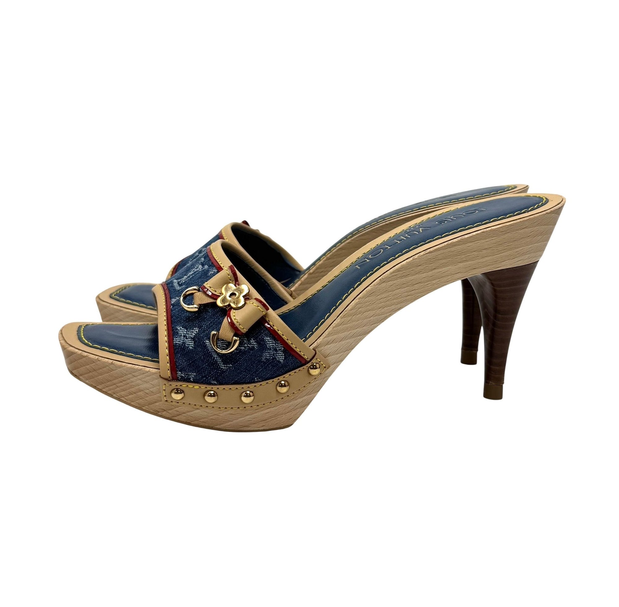 Louis Vuitton Denim Monogram Platform Heels