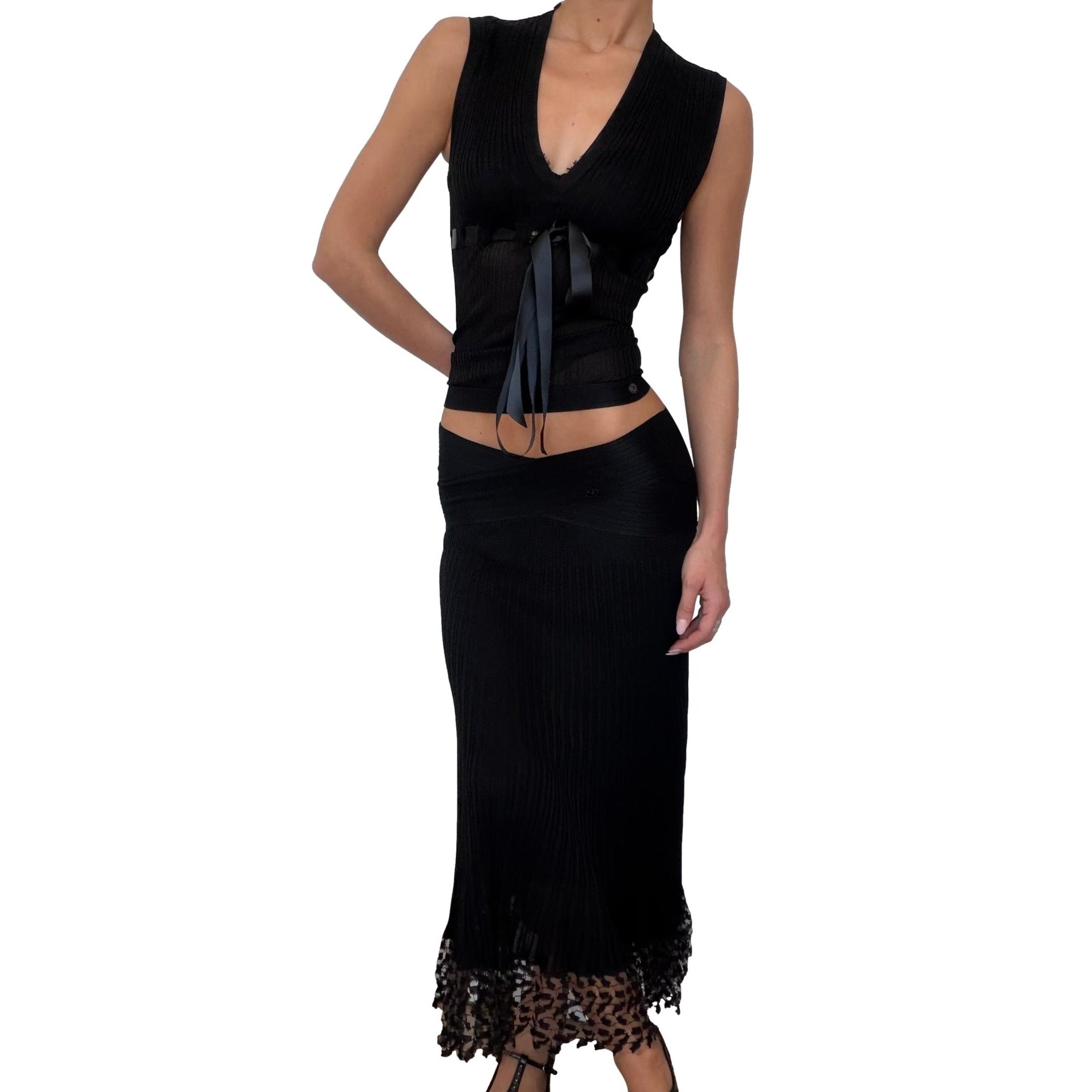 Chanel Black 3-Pc Skirt Set