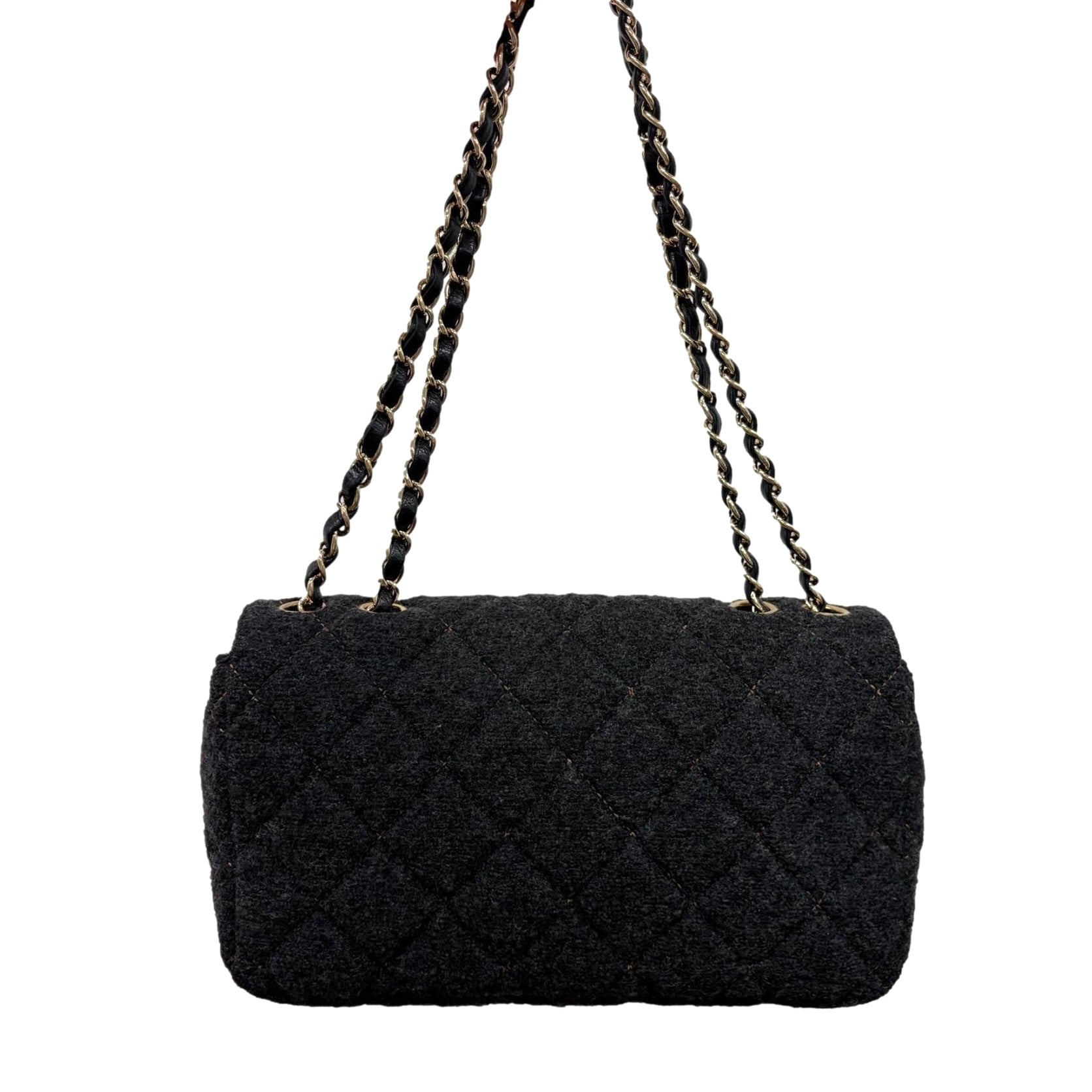Chanel Grey Medium Wool Flap Bag
