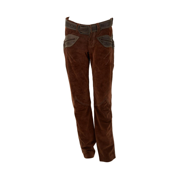 Just Cavalli Brown Suede Belted Pants