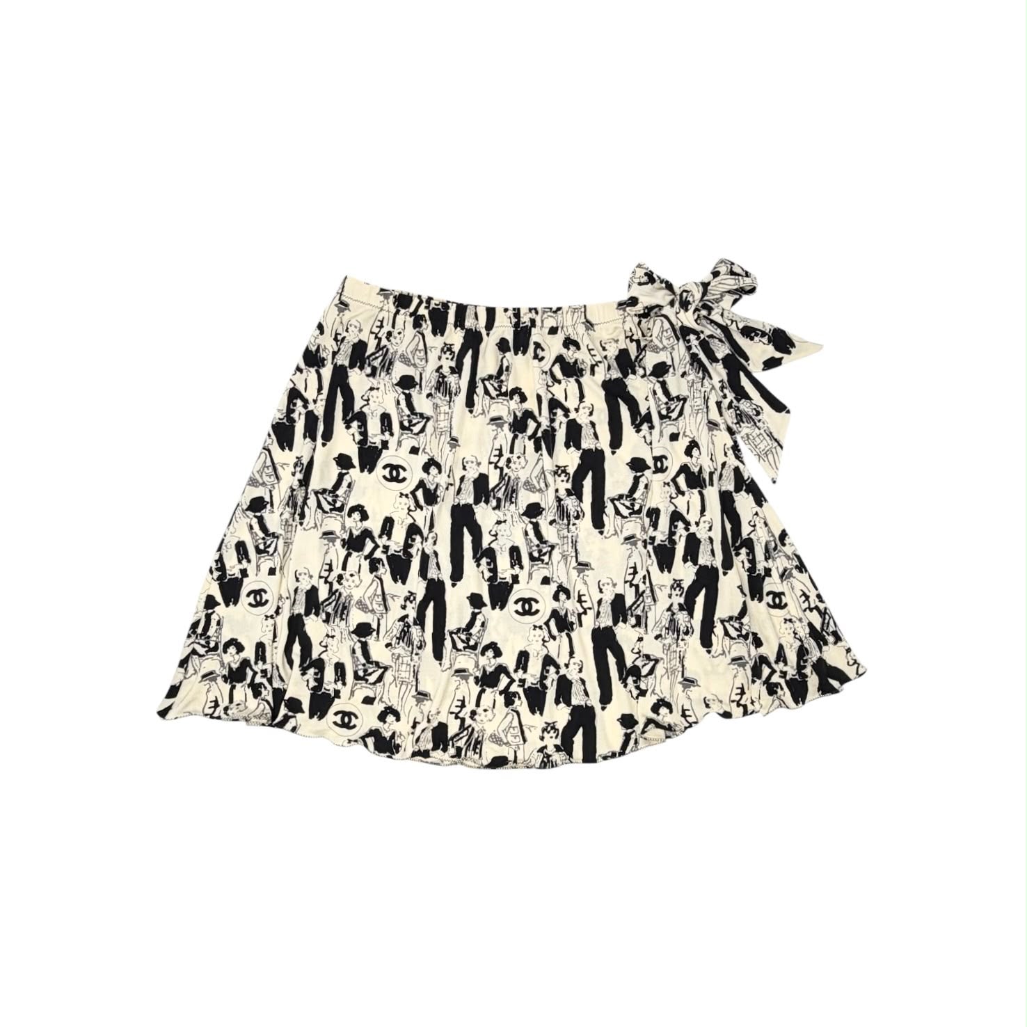 Chanel Mademoiselle Print Silk Skirt