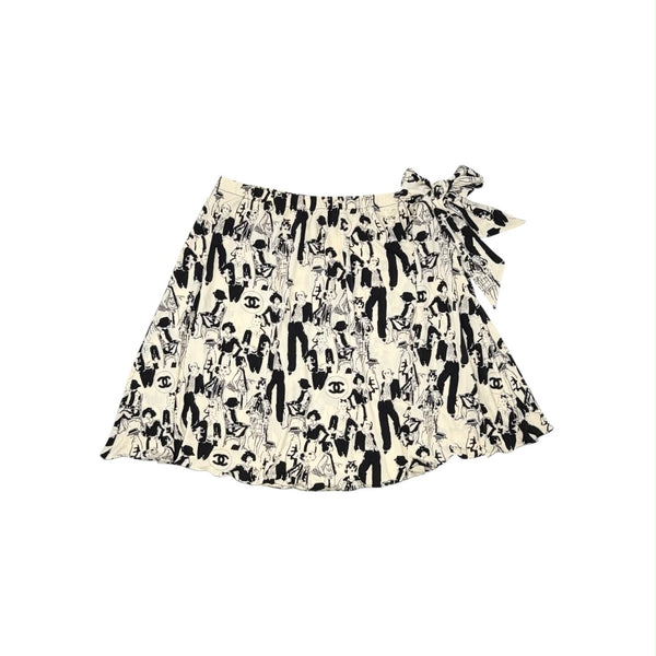 Chanel Mademoiselle Print Silk Skirt
