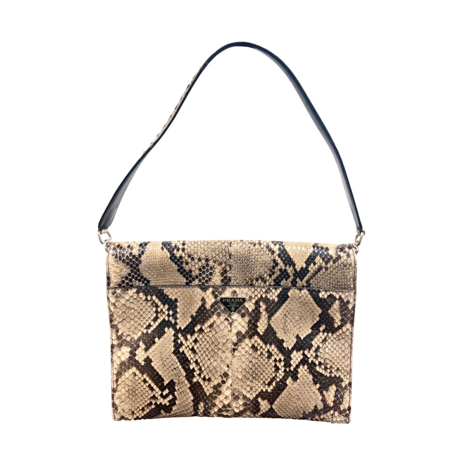 Prada Tan Snakeskin Shoulder Bag