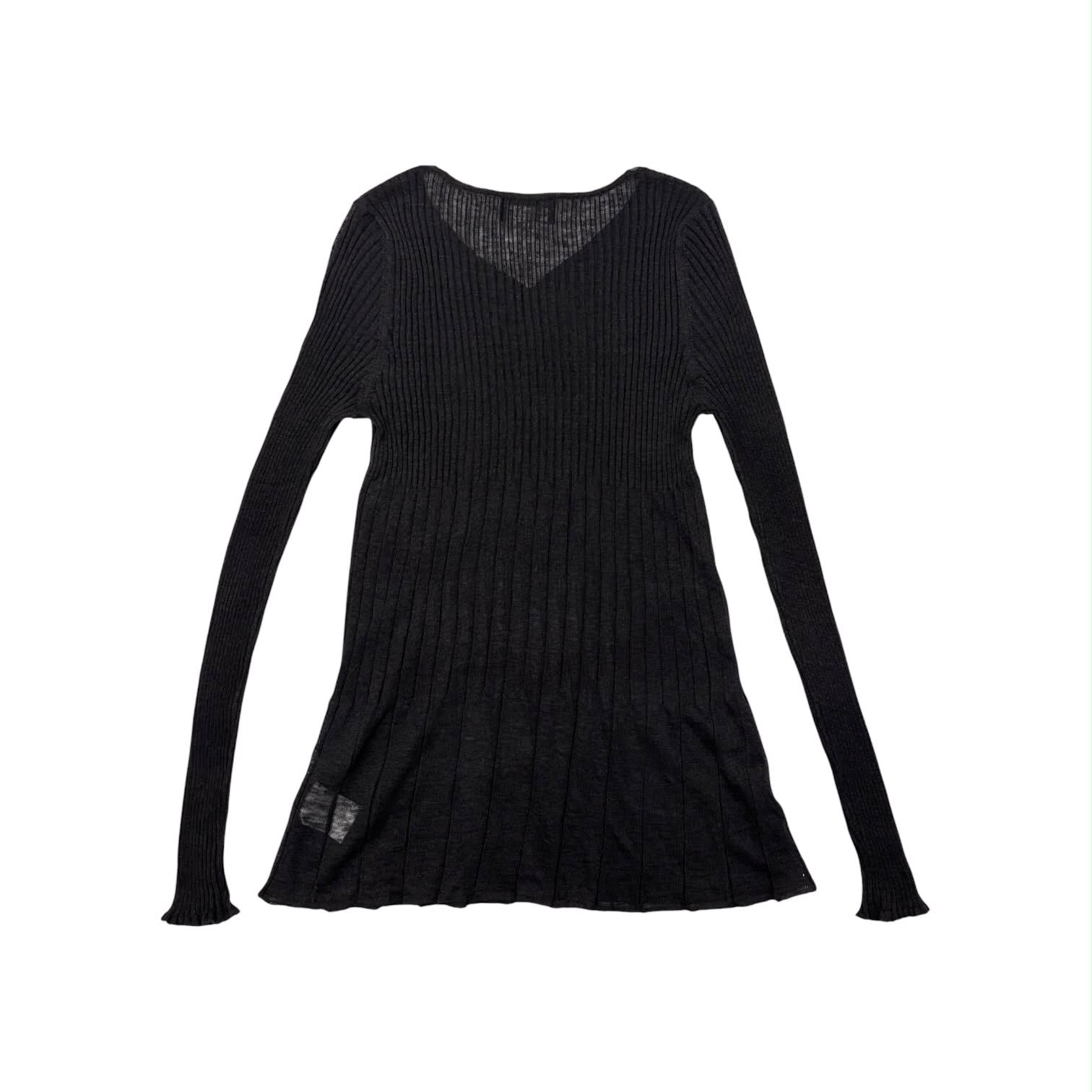 Chanel Black Semi Sheer Sleeve Top