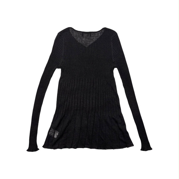 Chanel Black Semi Sheer Sleeve Top