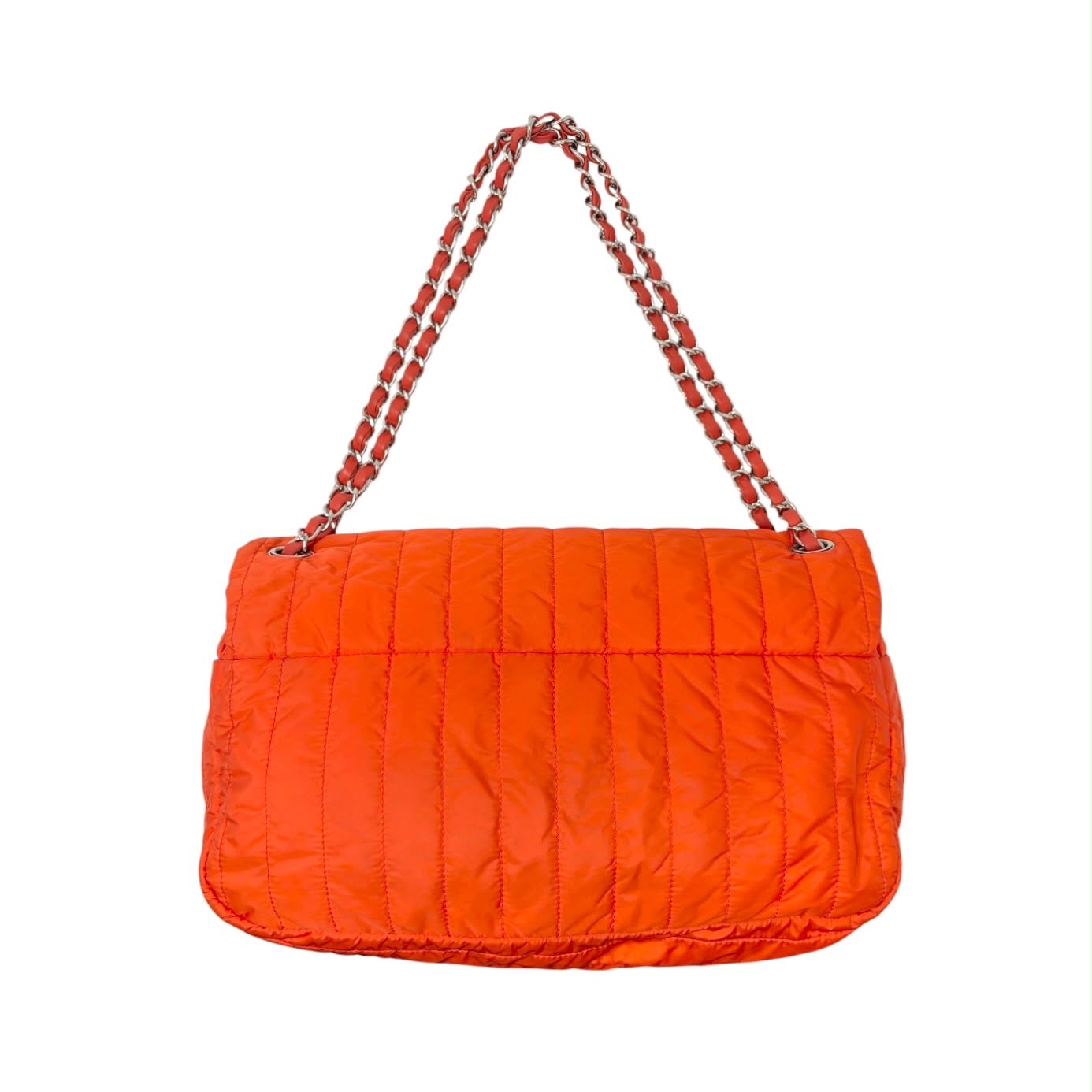 Chanel Orange Maxi Nylon Flap Bag