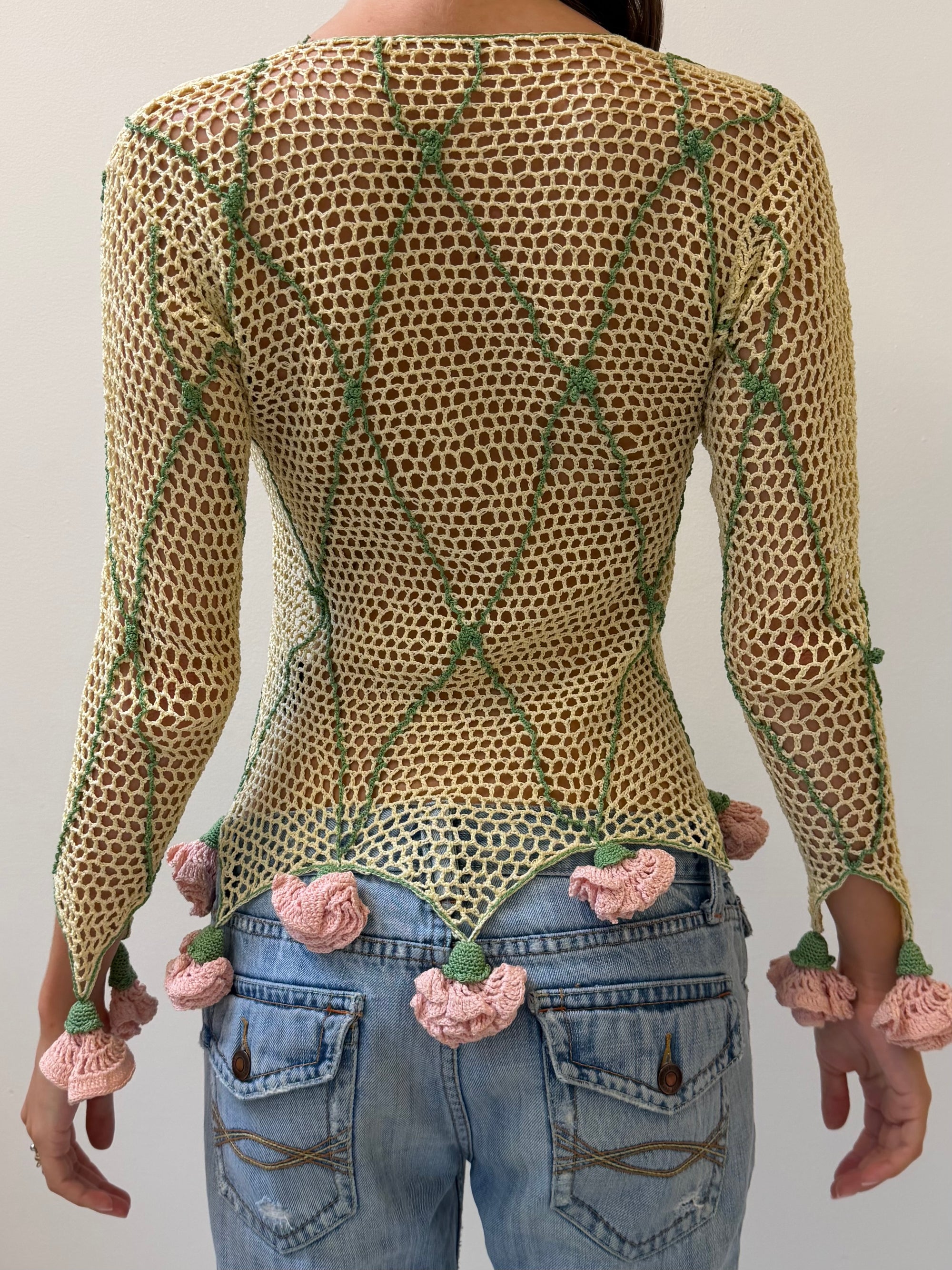 Moschino Crochet Floral Tie Top