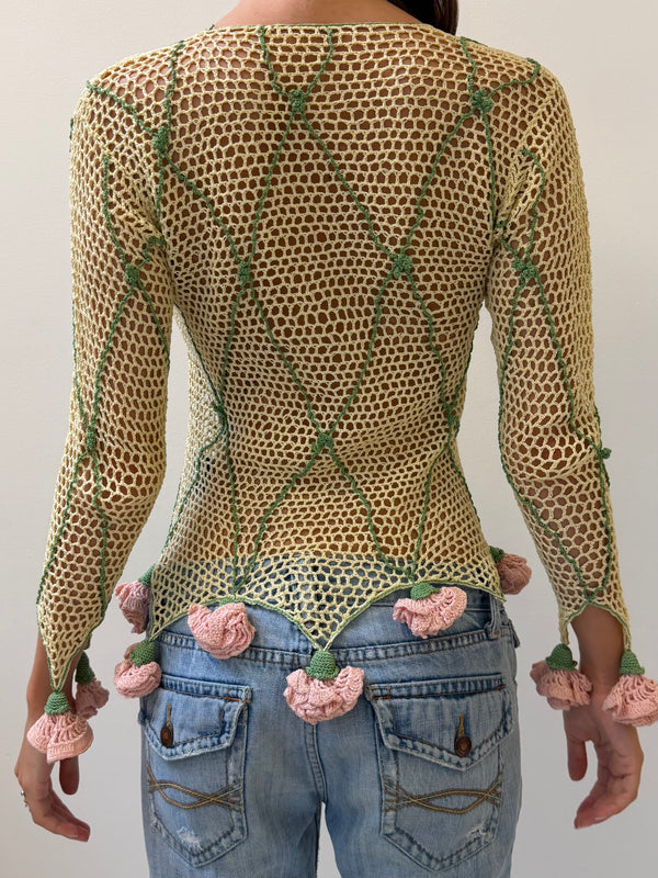 Moschino Crochet Floral Tie Top