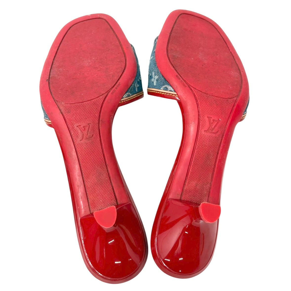 Louis Vuitton Blue Denim Kitten Heels