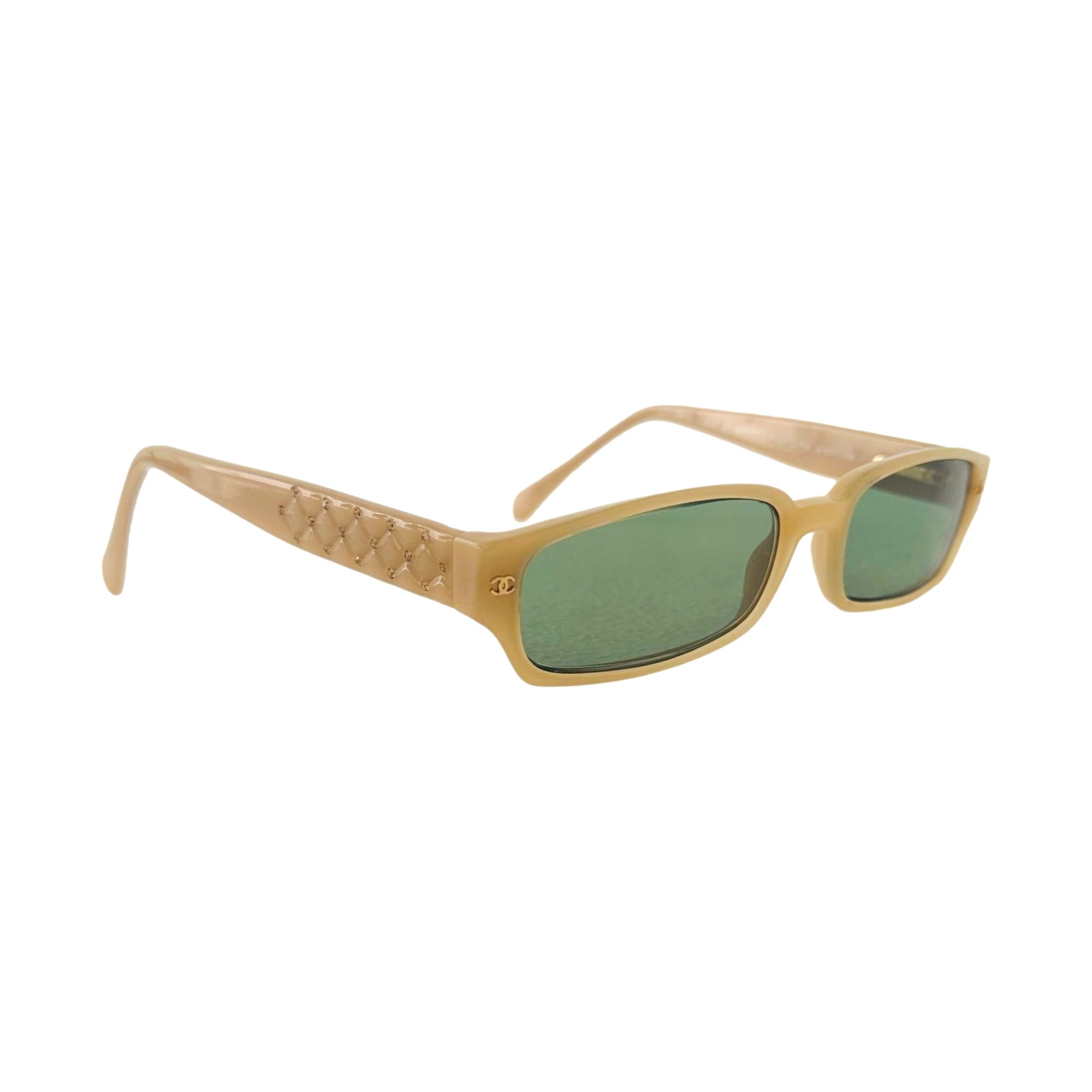 Chanel Tan Micro Rhinestone Quilted Sunglasses