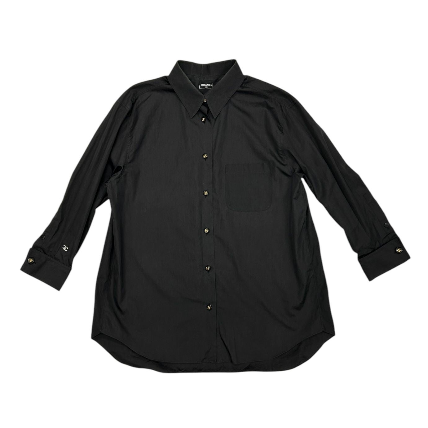 Chanel Oversized Black Button Down Top