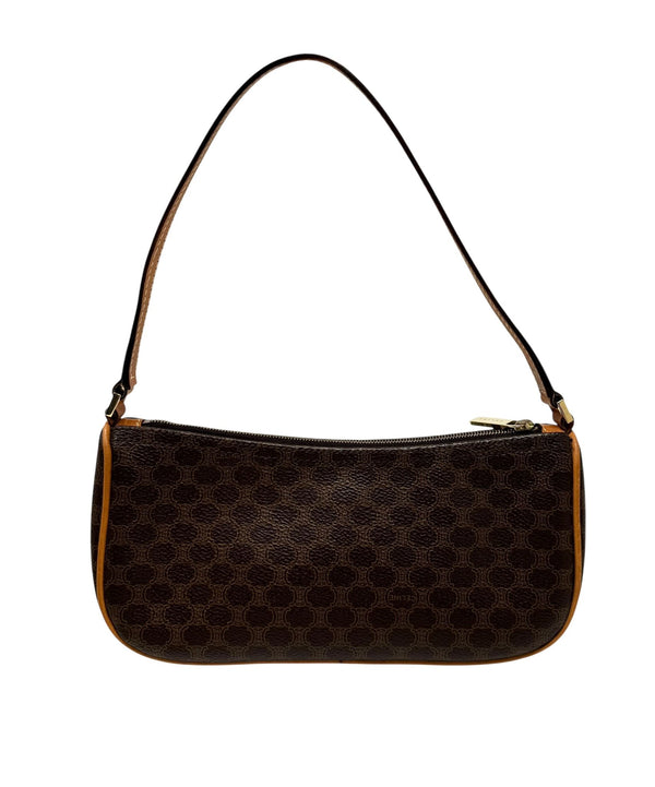 Celine Brown Leather Logo Shoulder Bag