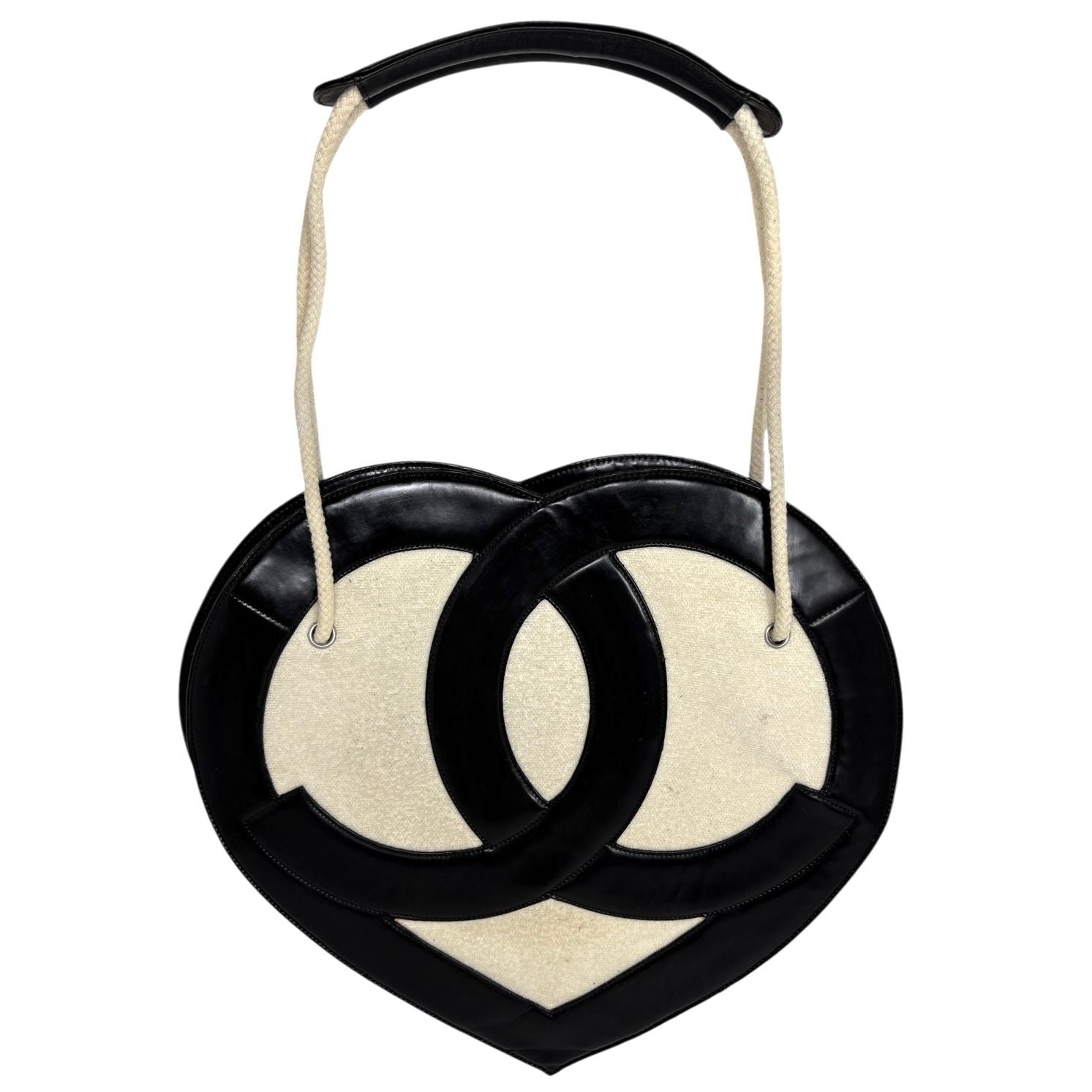 Chanel Black Jumbo Terrycloth Heart Bag