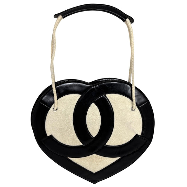Chanel Black Jumbo Terrycloth Heart Bag