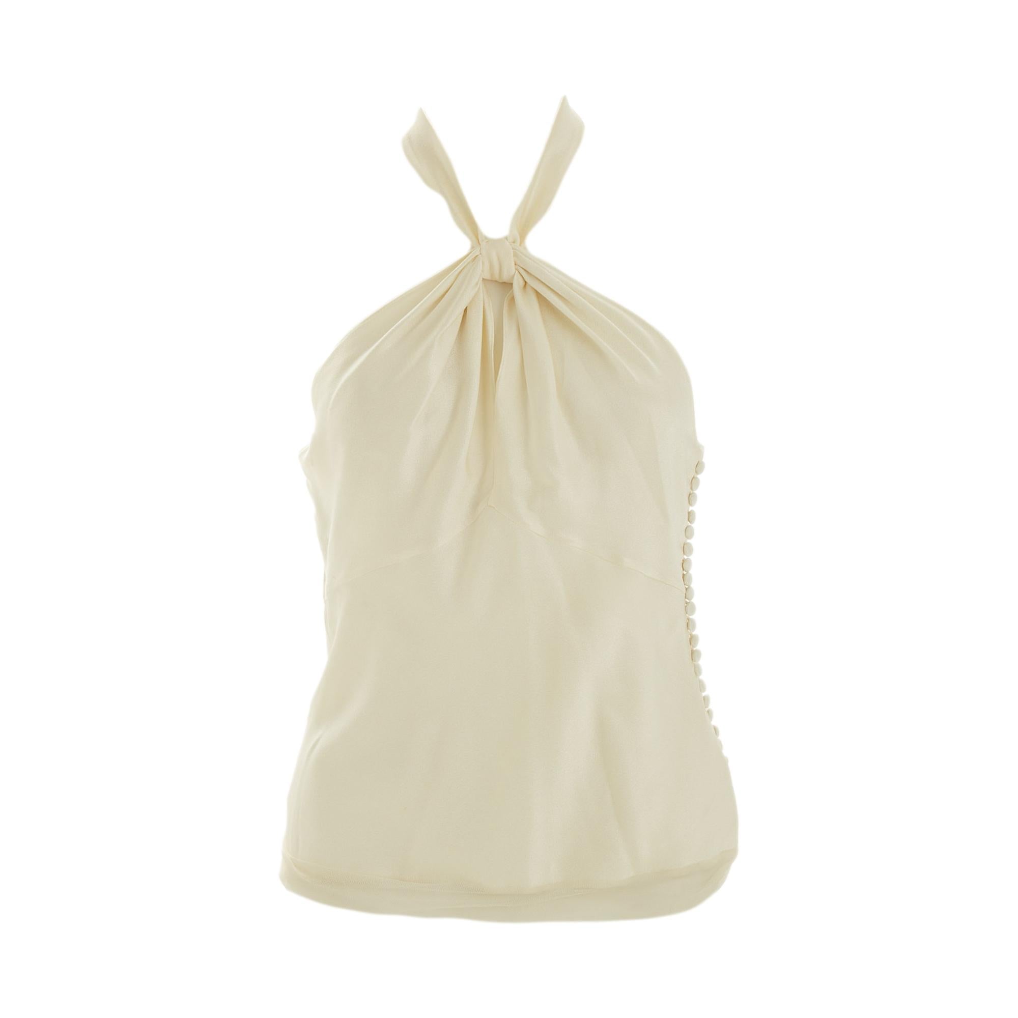 Dior Ivory  Button Halter Top