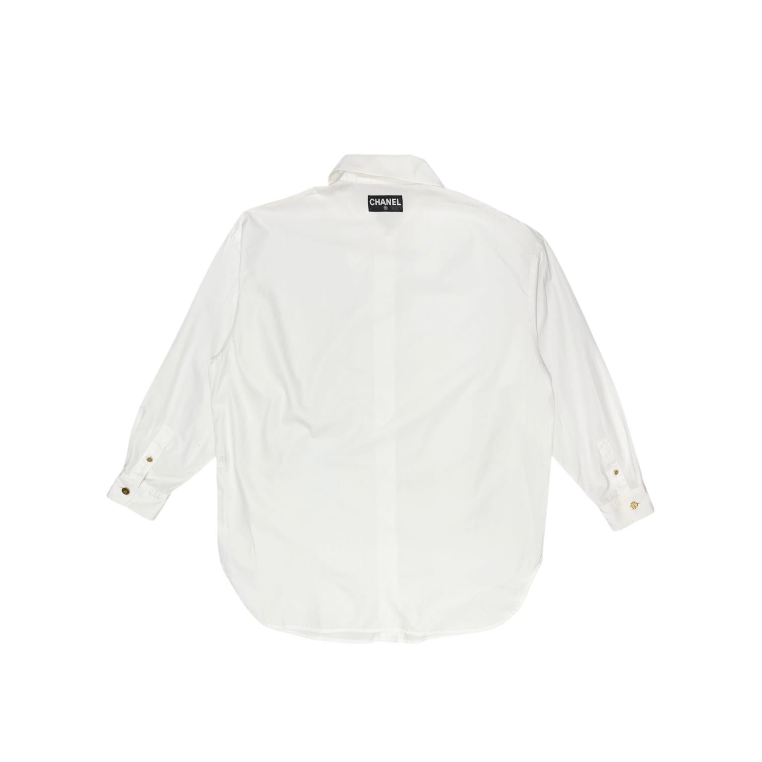 Chanel White Back Logo Button Down