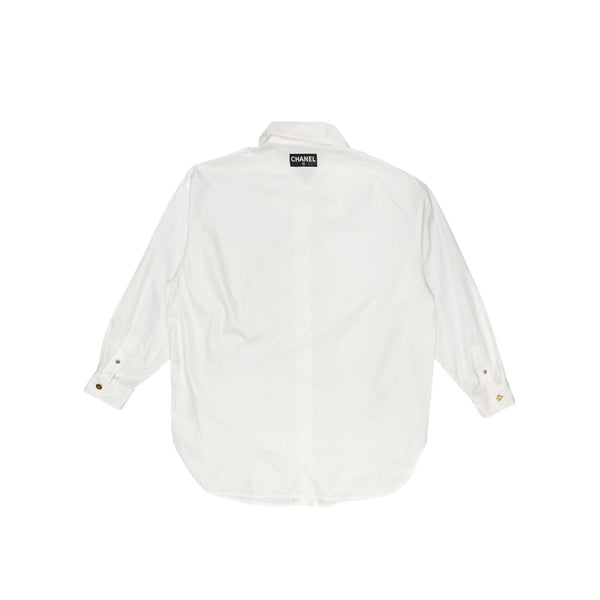 Chanel White Back Logo Button Down