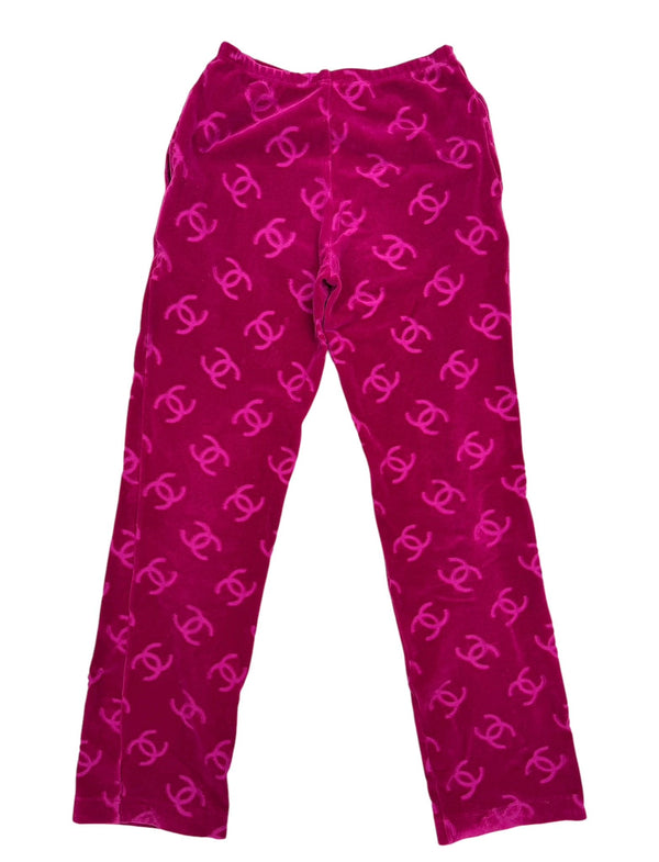 Chanel Dark Pink Velour Logo Bottoms