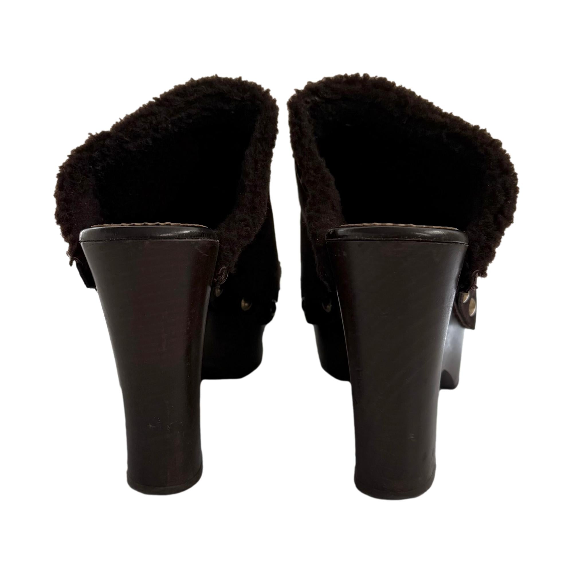 YSL Suede Wooden Clogs