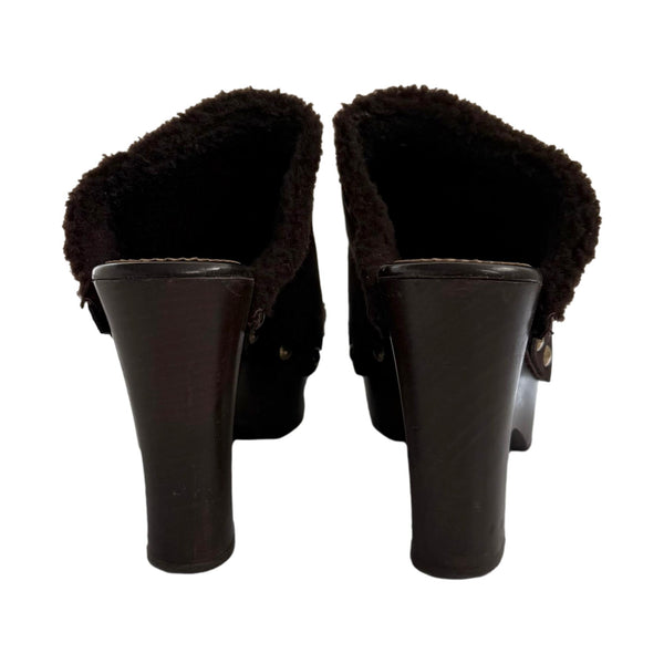 YSL Suede Wooden Clogs