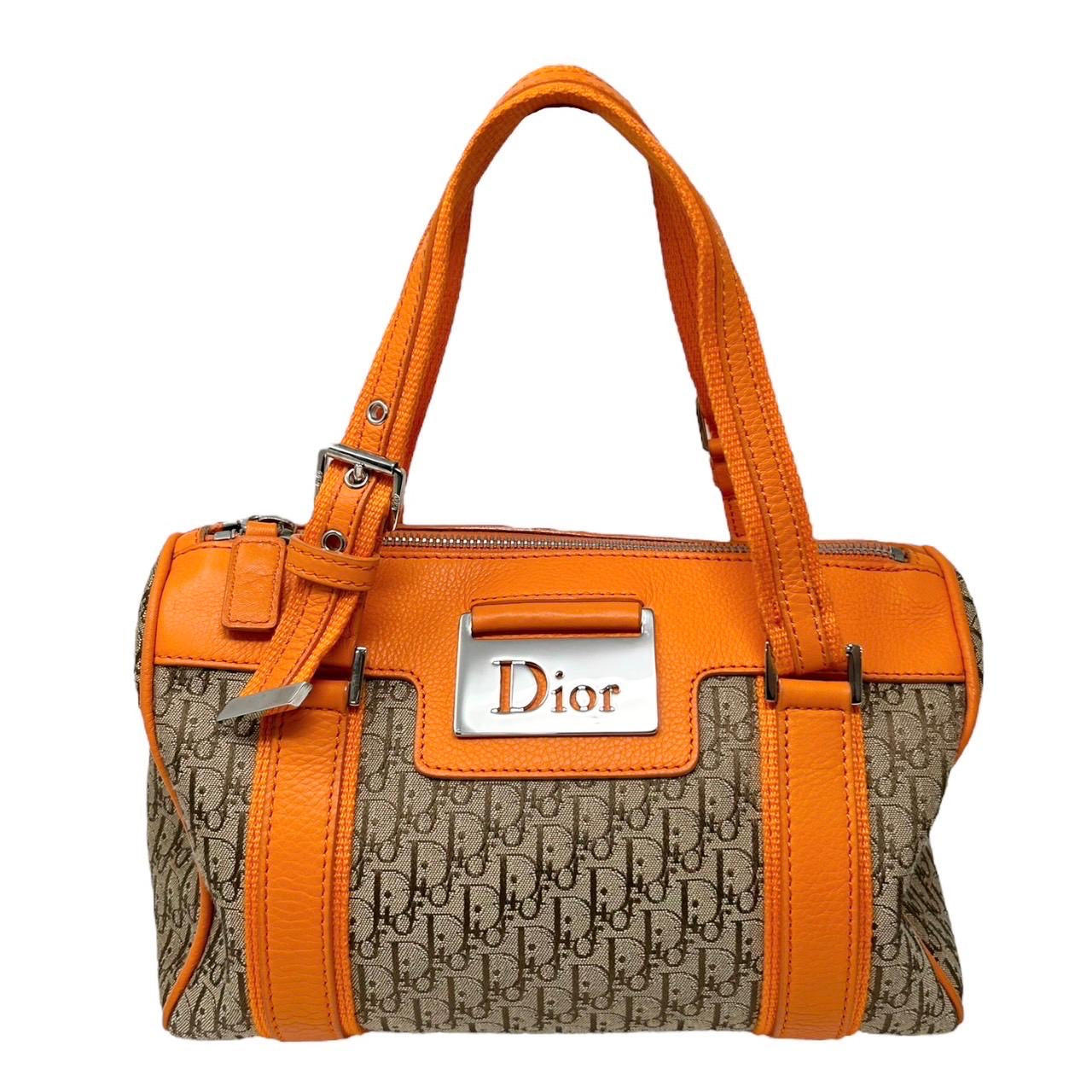 Dior Orange Logo Boston Bag
