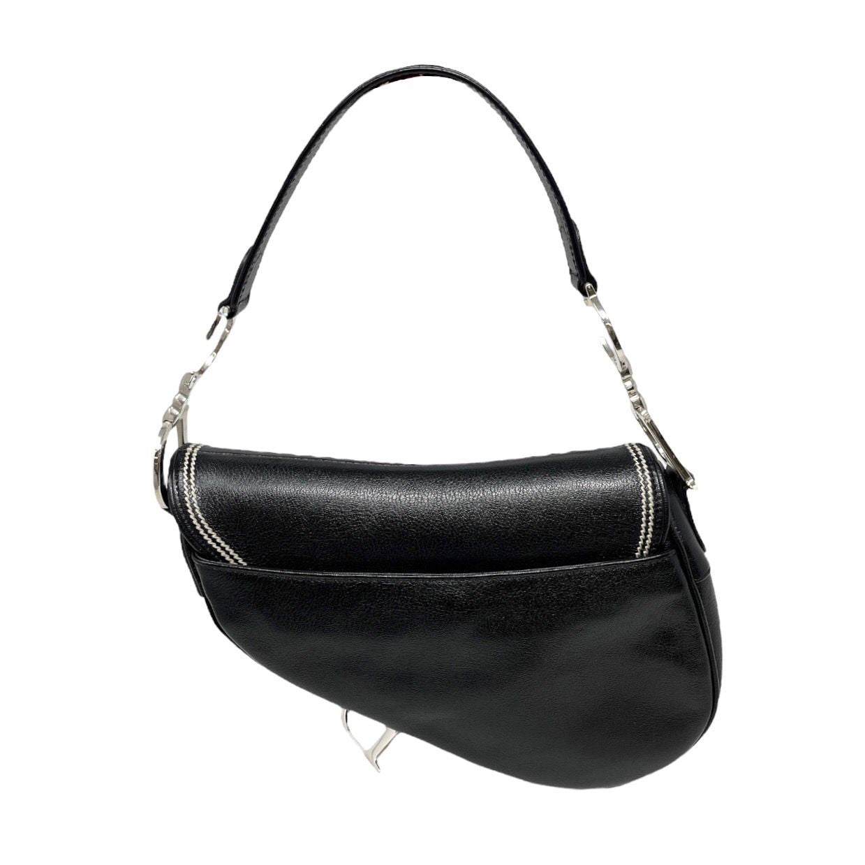 Vintage Dior Black Contrast Stitch Leather Saddle Bag – Treasures