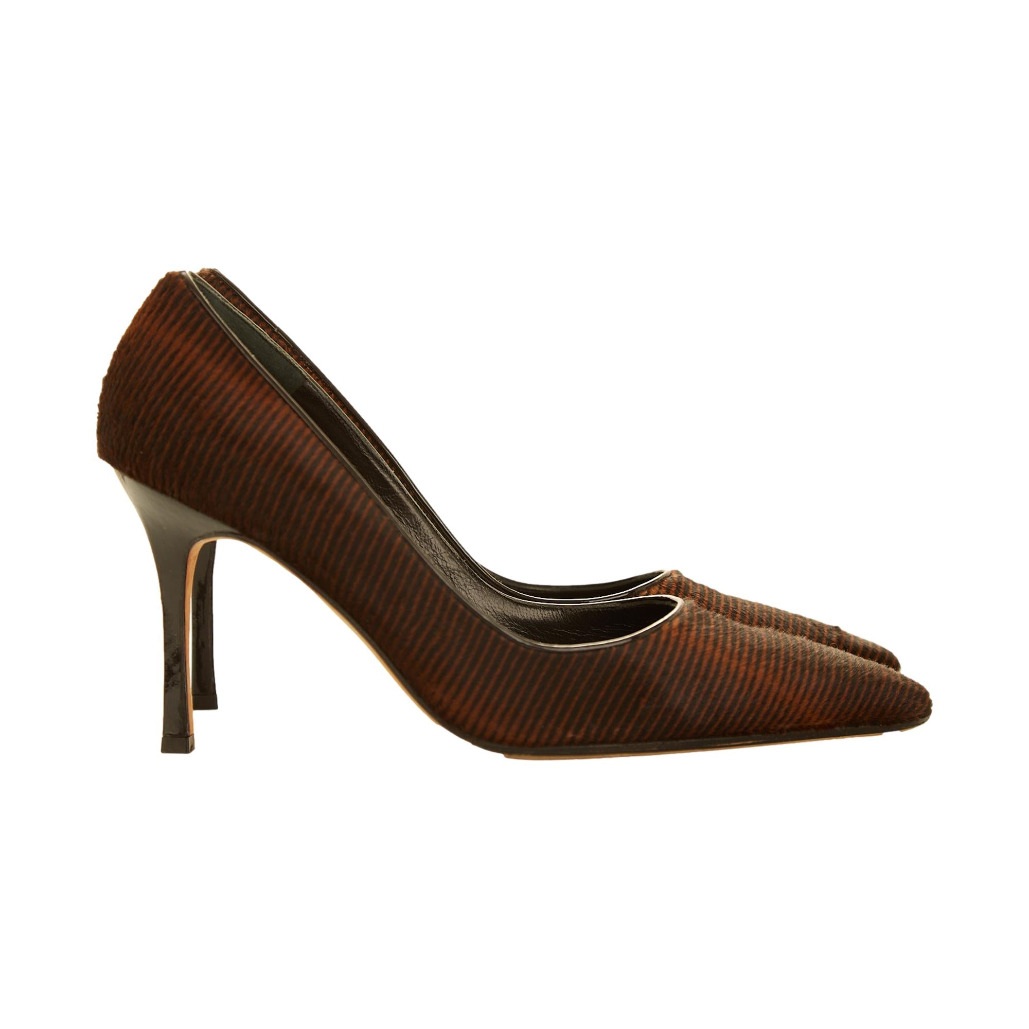 Manolo Blahnik Striped Calf-hair Heels