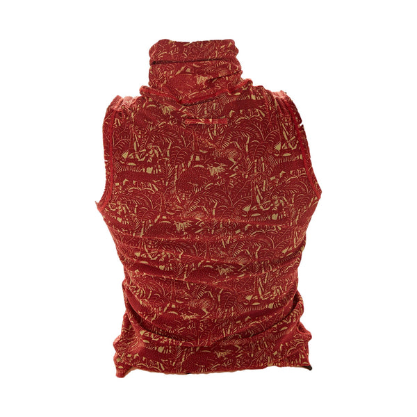 Jean Paul Gaultier Red Palm Mesh Turtleneck Top