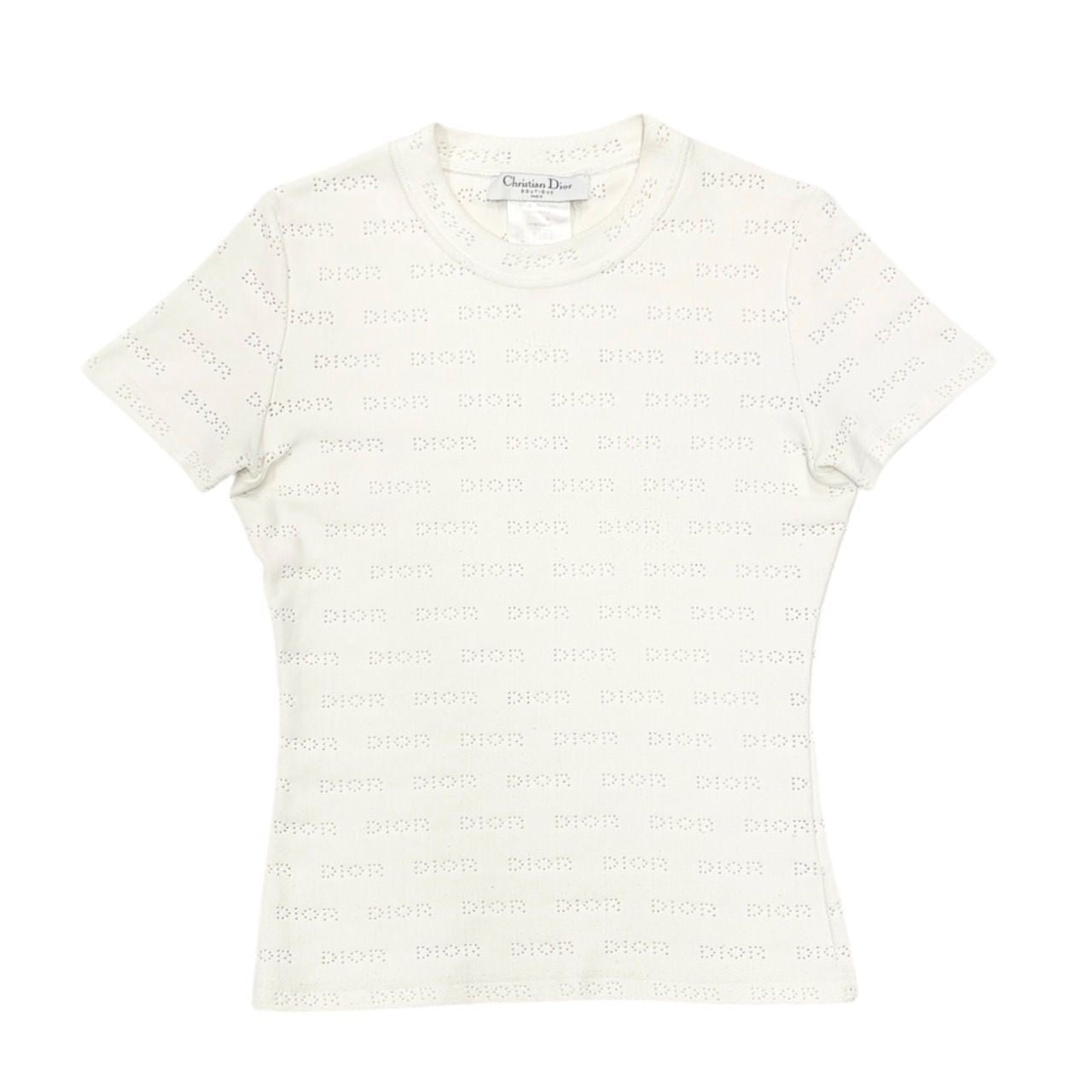 Dior White Perforated Logo Top