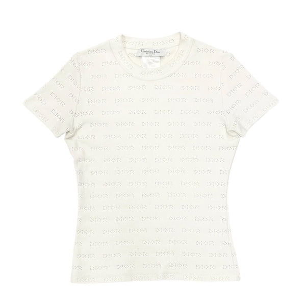 Dior White Perforated Logo Top