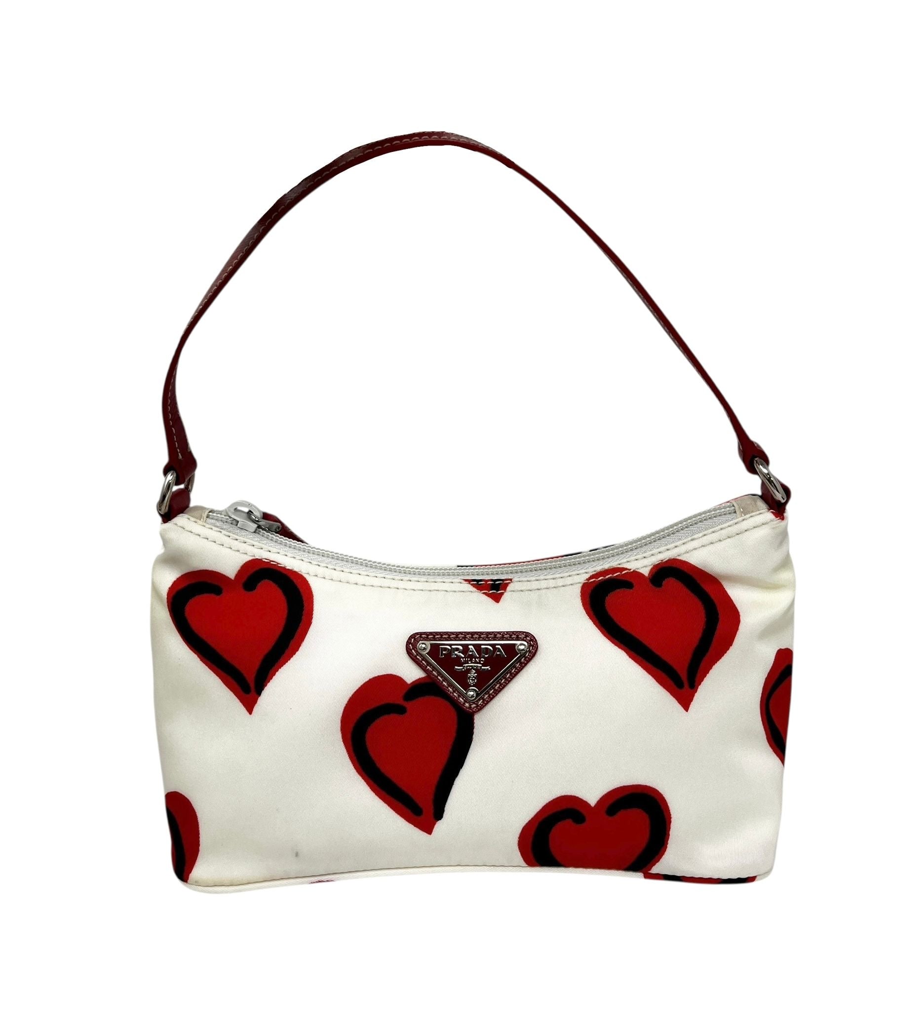 Prada White Heart Nylon Shoulder Bag