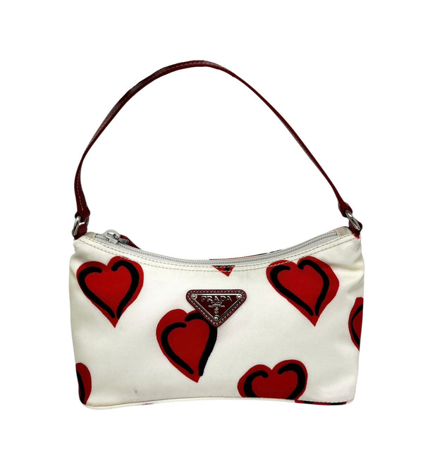 Prada White Heart Nylon Shoulder Bag
