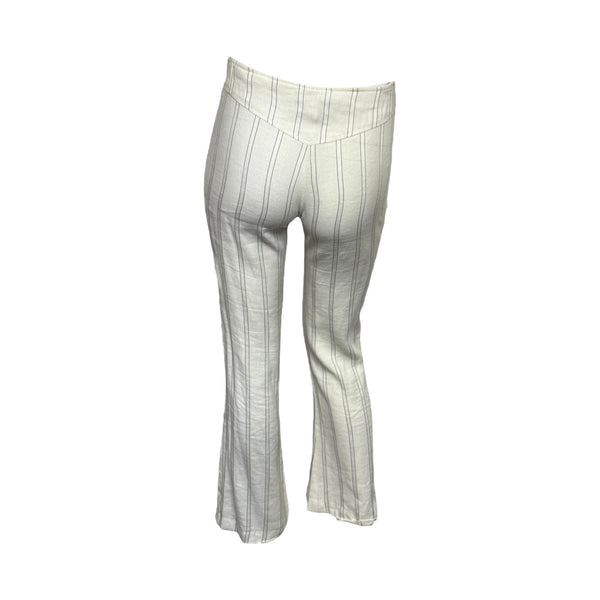 Versace Ivory Pinstripe Linen Belted Pants