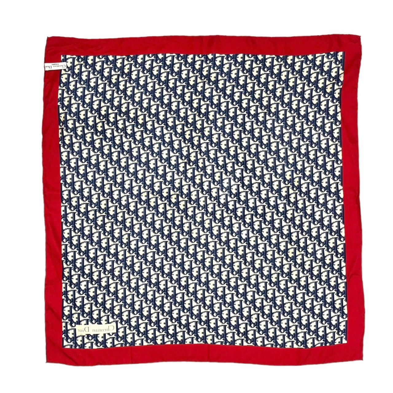 Dior Navy Logo Silk Scarf