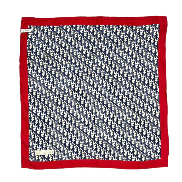 Dior Navy Logo Silk Scarf