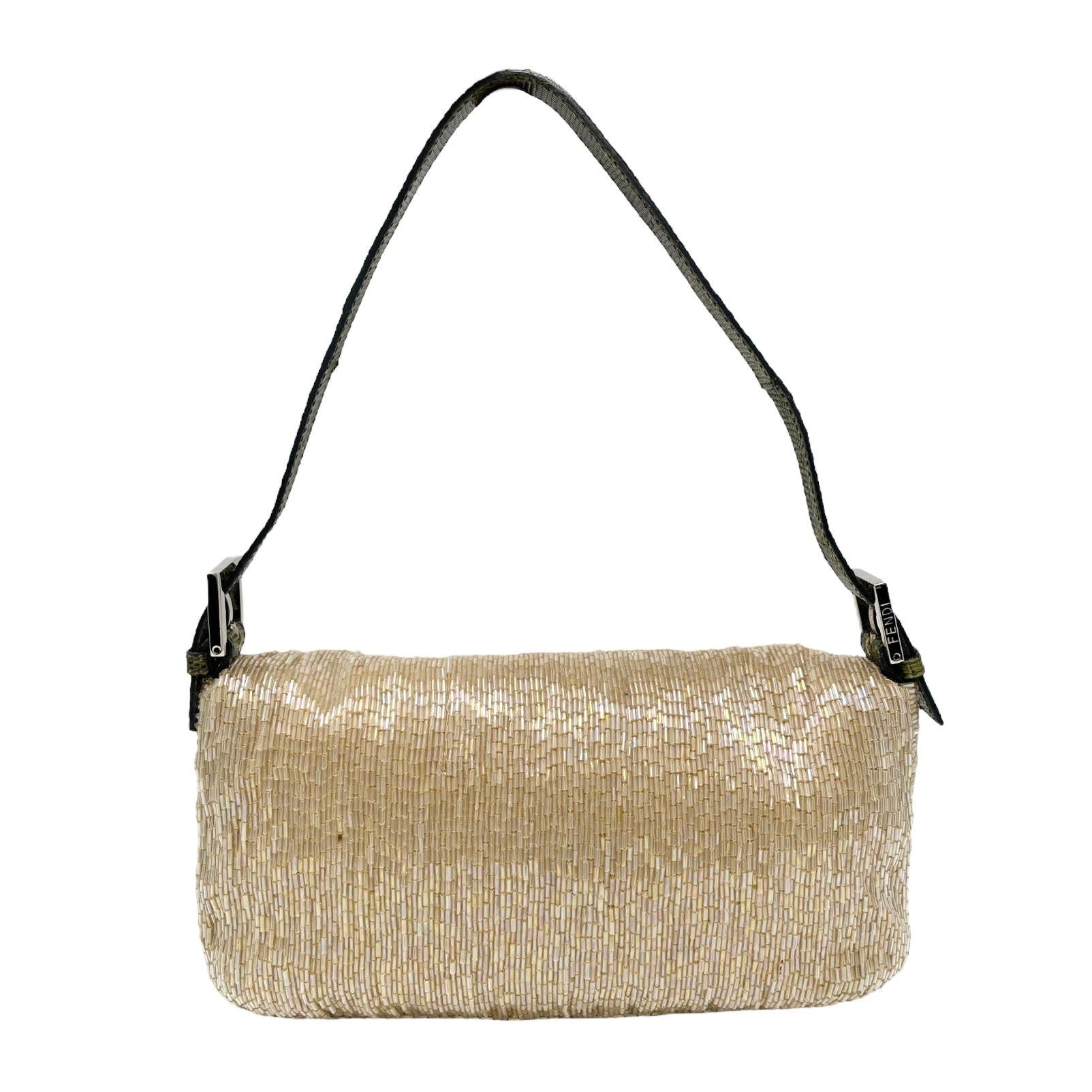 Fendi Tan Beaded Baguette