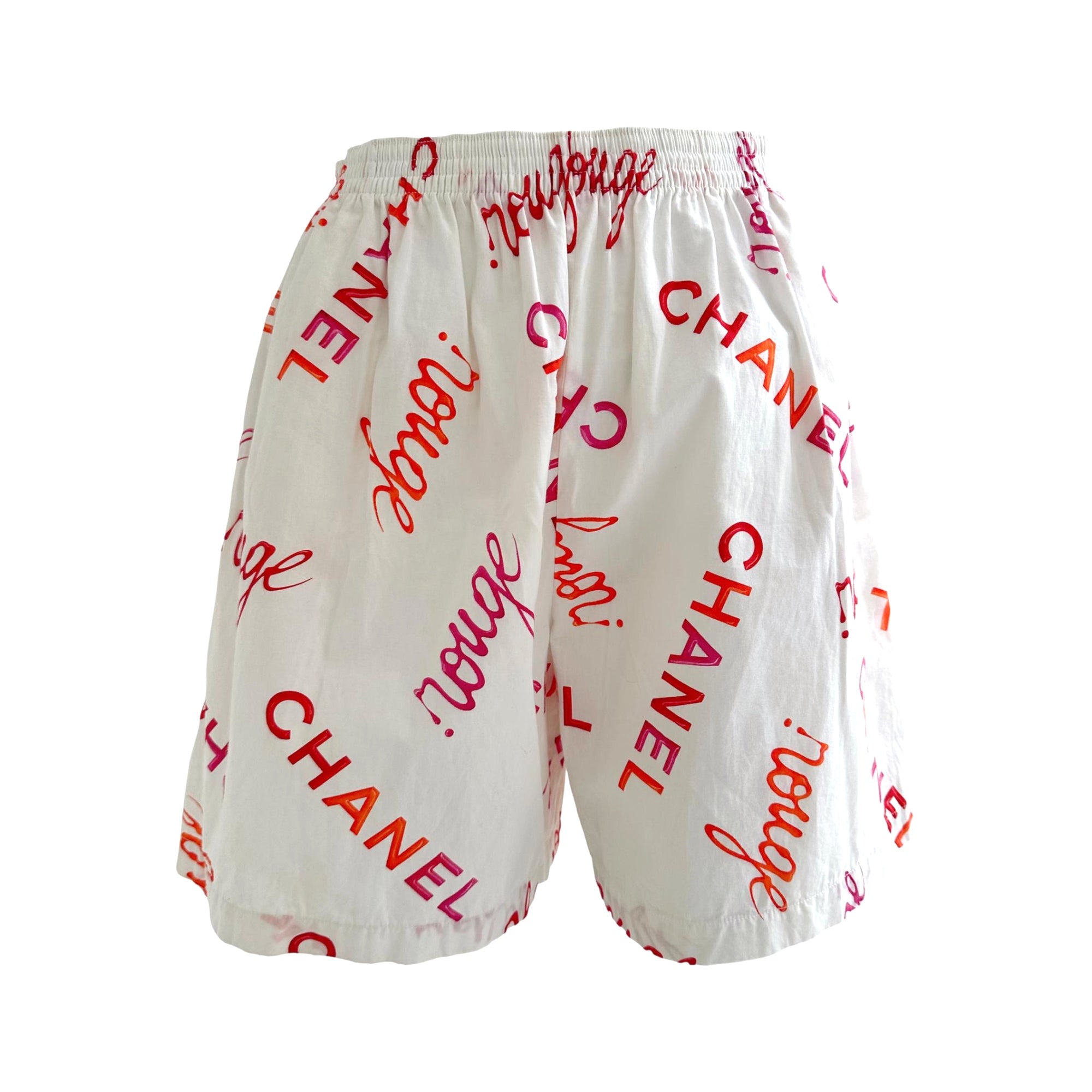 Chanel White Rouge Logo Shorts