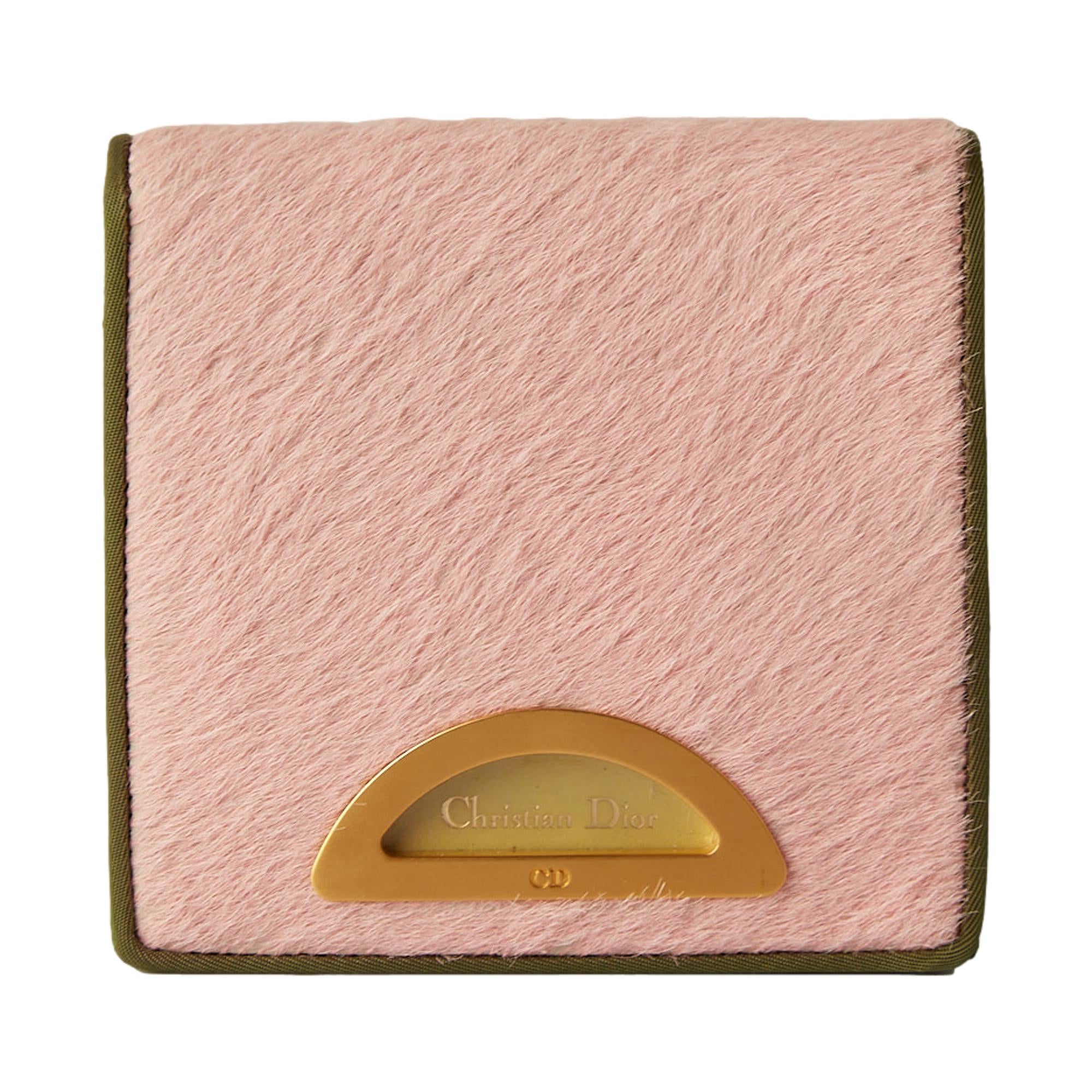 Dior Pink + Green Calf-Hair Wallet